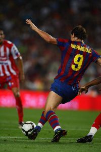 AUGUST 31, 2009 - Football : Zlatan Ibrahimovic of FC Barcelona in action during the La Liga match between FC Barcelona and Sporting Gijon at Camp Nou stadium on August 31 in Barcelona, Spain. (Photo by Tsutomu Takasu)